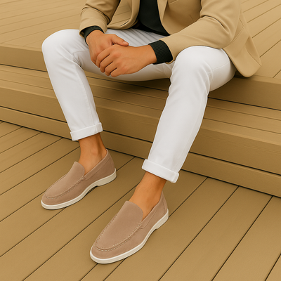 Elegante loafers i semsket skinn