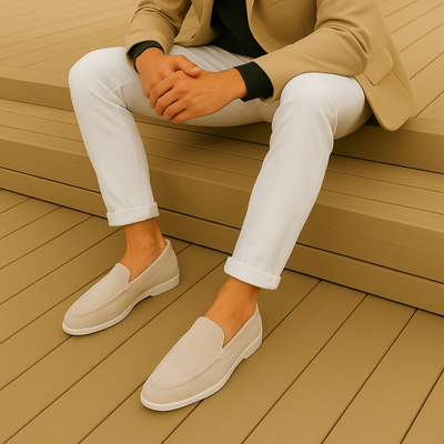 Elegante loafers i semsket skinn