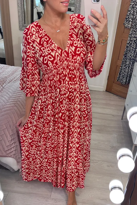 Eliza™-  Blomsterkjole med V-hals