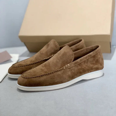 Elegante loafers i semsket skinn