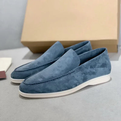 Elegante loafers i semsket skinn