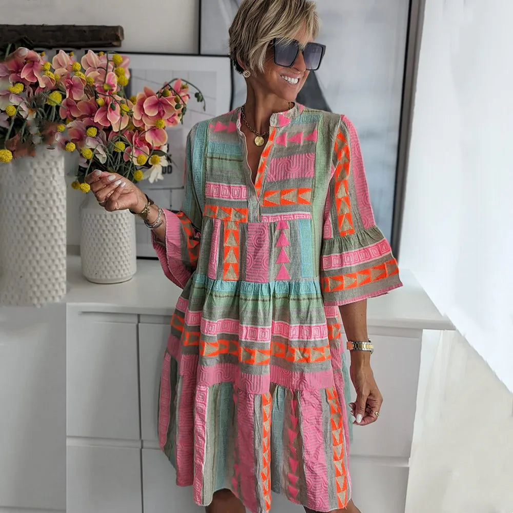 Juliane – Boho-svingkjole med volanger
