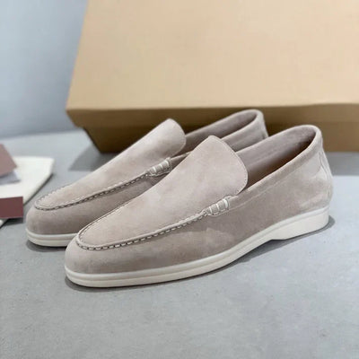 Elegante loafers i semsket skinn