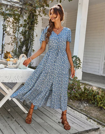 Mariam™ - Blommig Vintageklänning