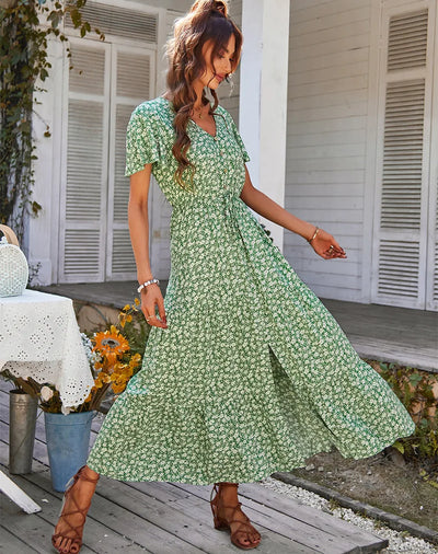 Mariam™ - Blommig Vintageklänning