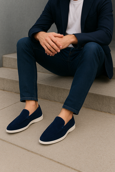 Elegante loafers i semsket skinn