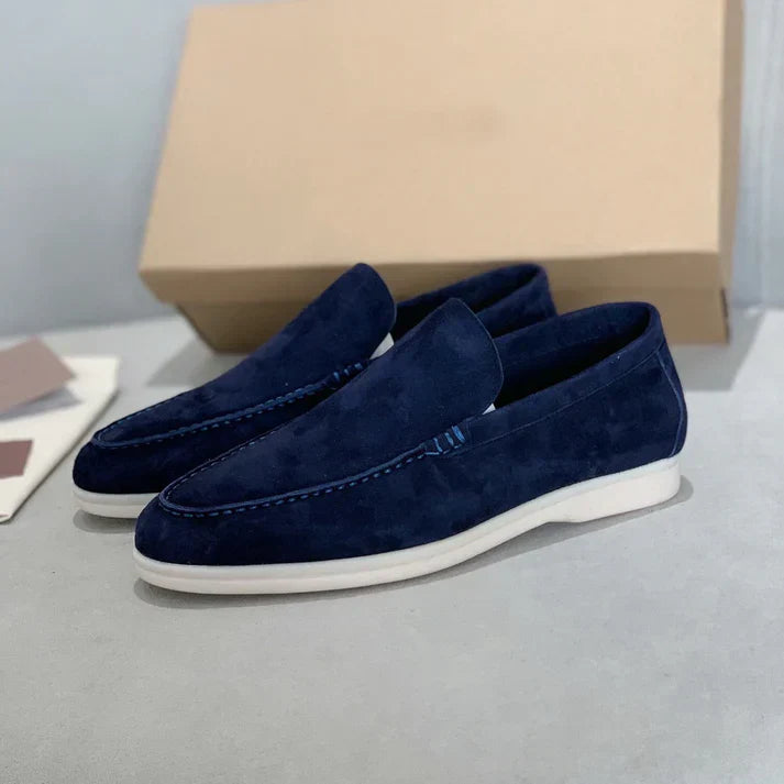 Elegante loafers i semsket skinn