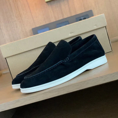 Elegante loafers i semsket skinn